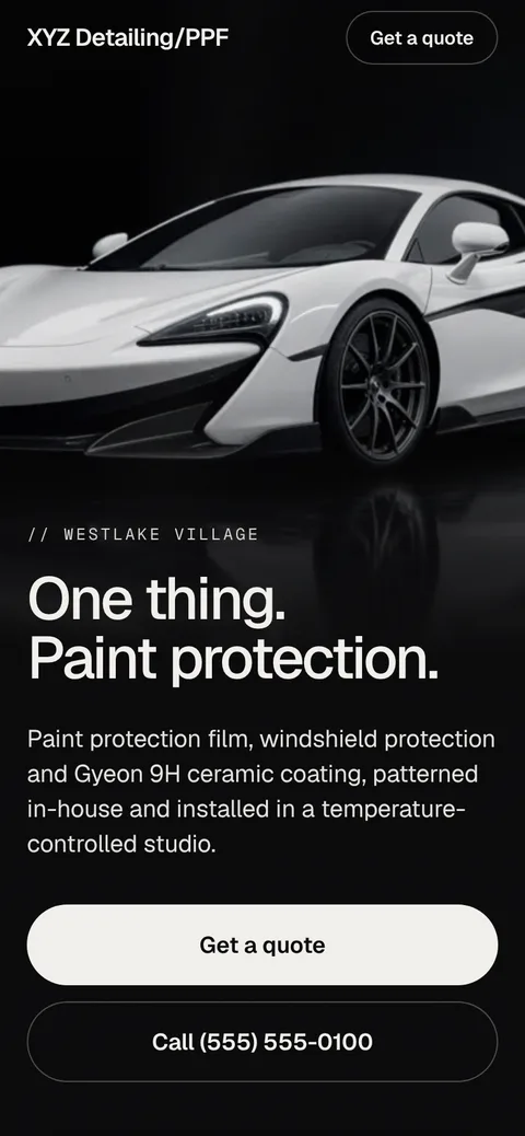 The same example site on a phone.